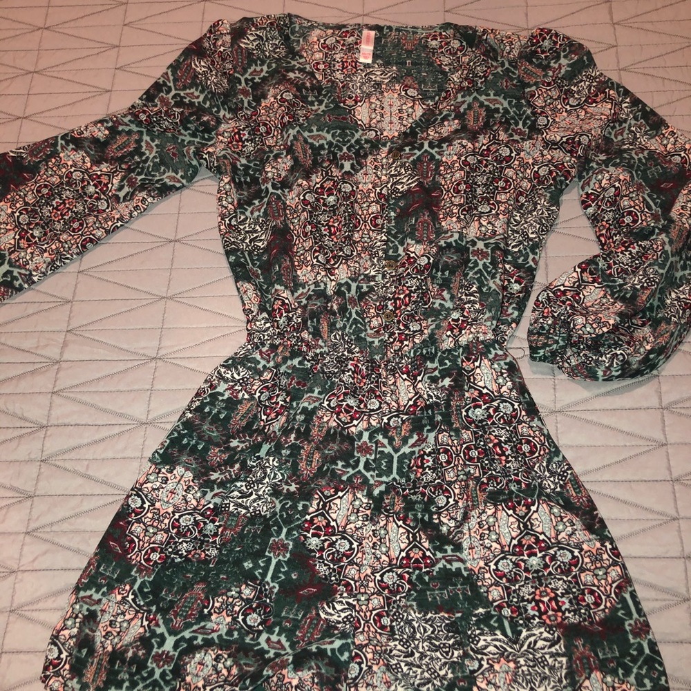 Long Sleeve Abstract Print Romper